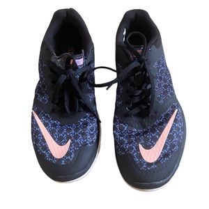 Nike FS Lite Run 3 Black Blue & Peach Running Shoes Women's Size 7.5